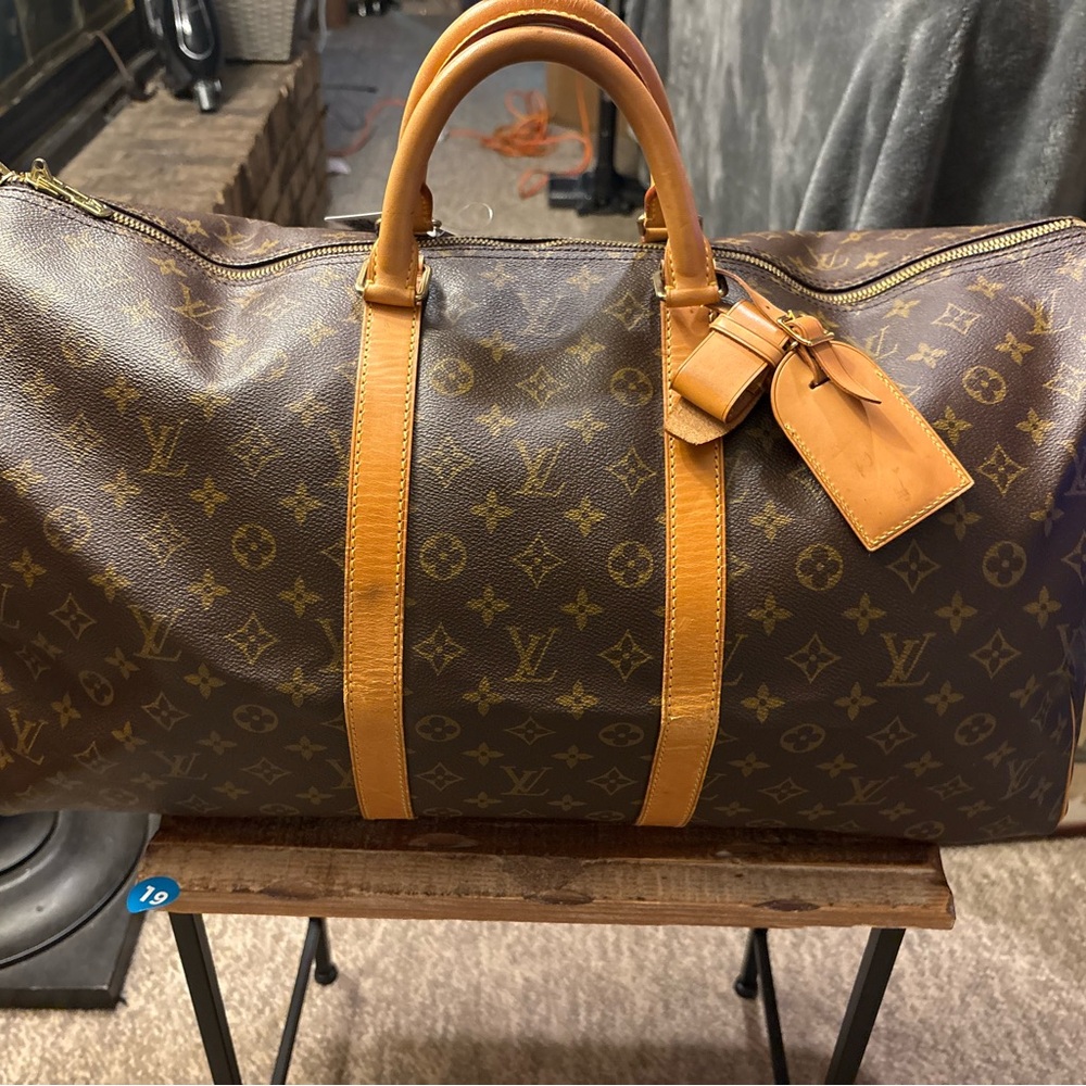 Vintage Louis Vuitton Monogram Keepall 55 with Vachetta Trim Includes COA - Picture 5 of 9